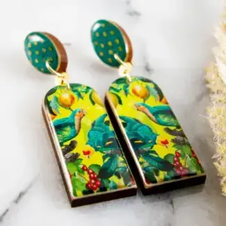 No Man's Land Vintage Tropical Parrot Drop Post Earrings