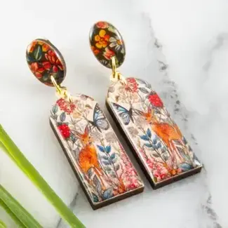 No Man's Land Deer Garden Drop Post Earrings