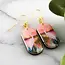 No Man's Land Pastel Watercolor Heron Oblong Earrings