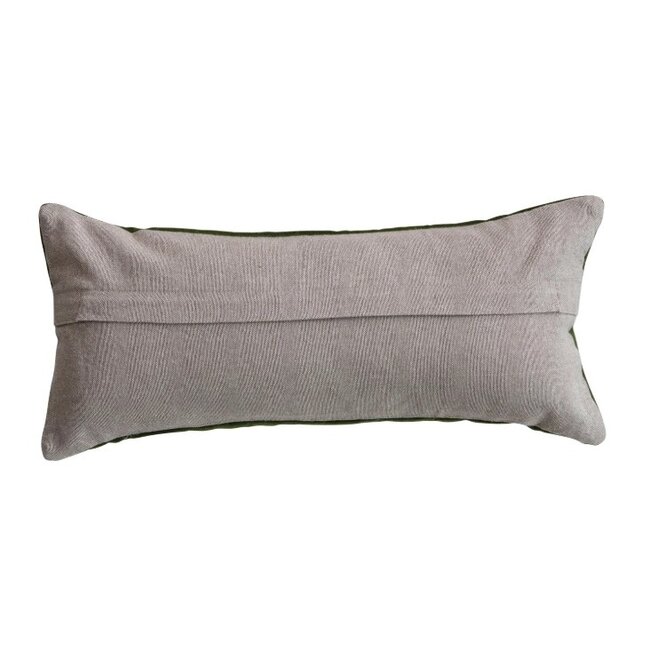 Cotton Velvet Lumbar Pillow with Embroidered Butterfly