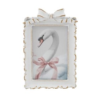 Photo Frame with Bow - Gold & White