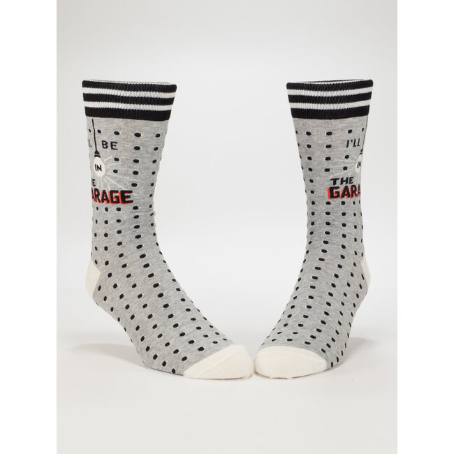 Blue Q I'll Be In Garage Men's Crew Socks