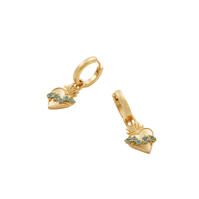 Fable England Sacred Heart Huggie Earrings