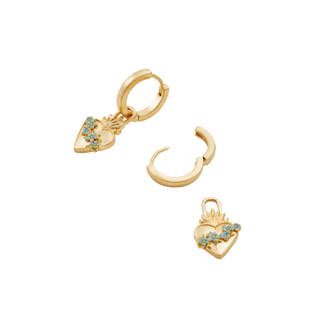 Fable England Sacred Heart Huggie Earrings