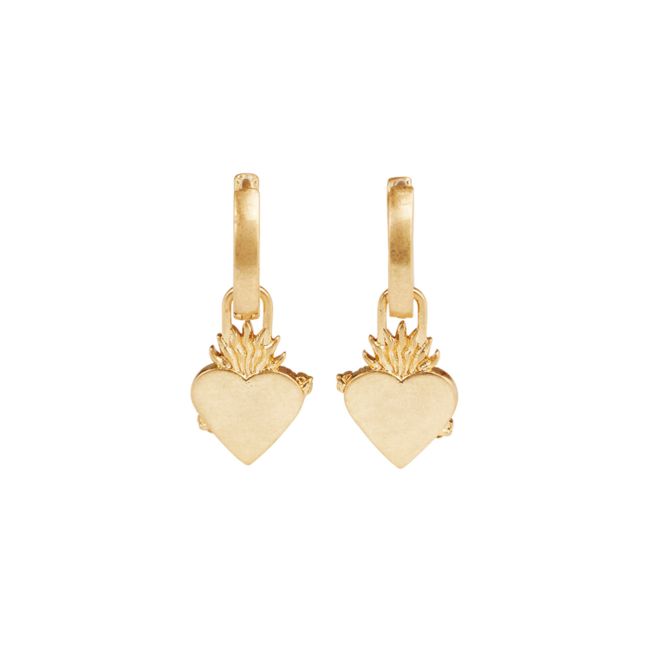 Fable England Sacred Heart Huggie Earrings