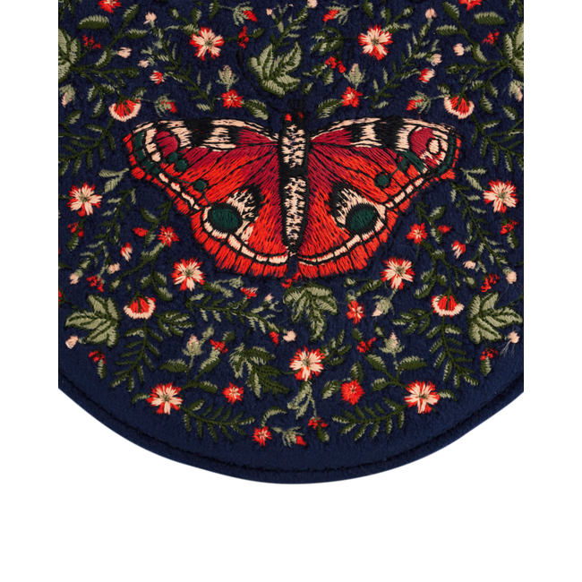 Fable England Red Admiral Navy Velvet Embroidered Jewellery Box