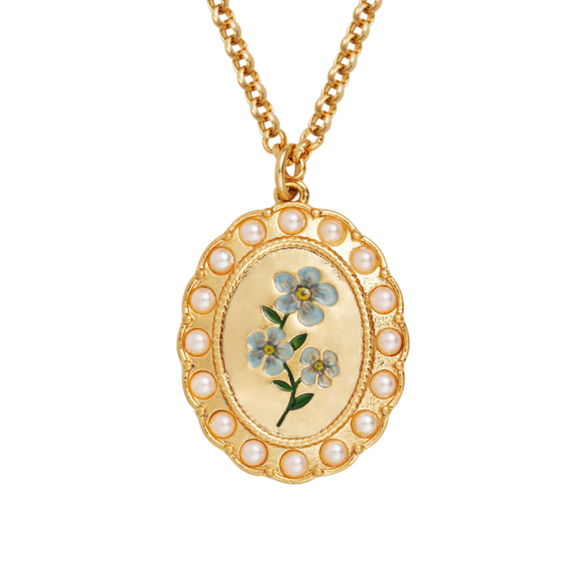 Fable England Forget Me Not Cameo Necklace