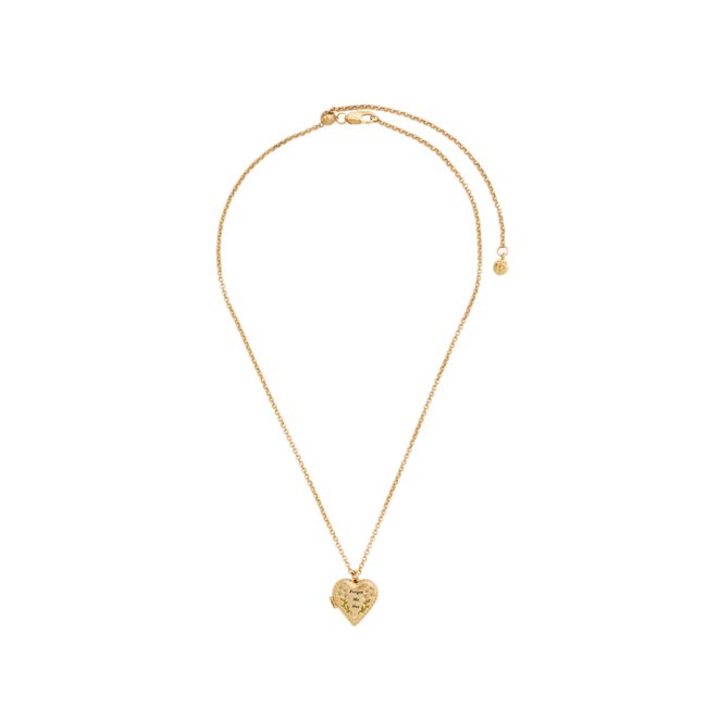 Fable England Floral Heart Gold Locket Necklace