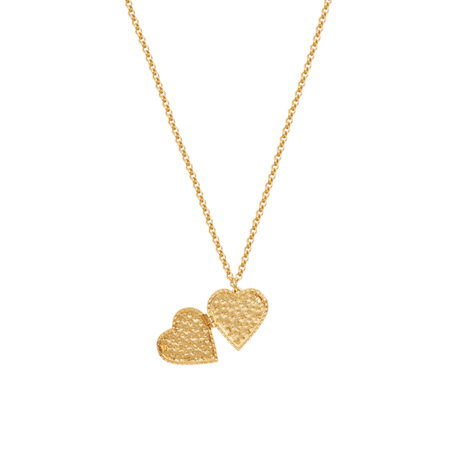 Fable England Floral Heart Gold Locket Necklace