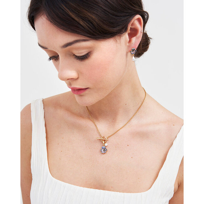 Fable England Pansy Pearl Gold Toggle Necklace