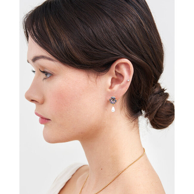 Fable England Pansy Pearl Earrings