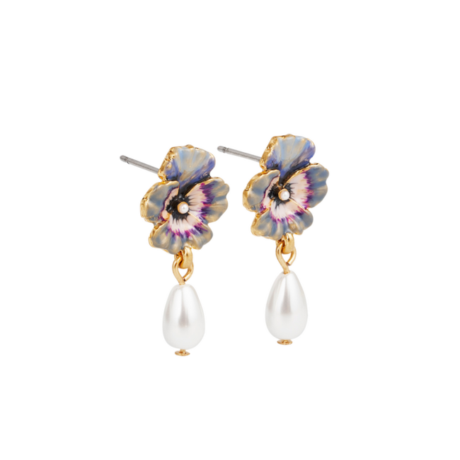 Fable England Pansy Pearl Earrings