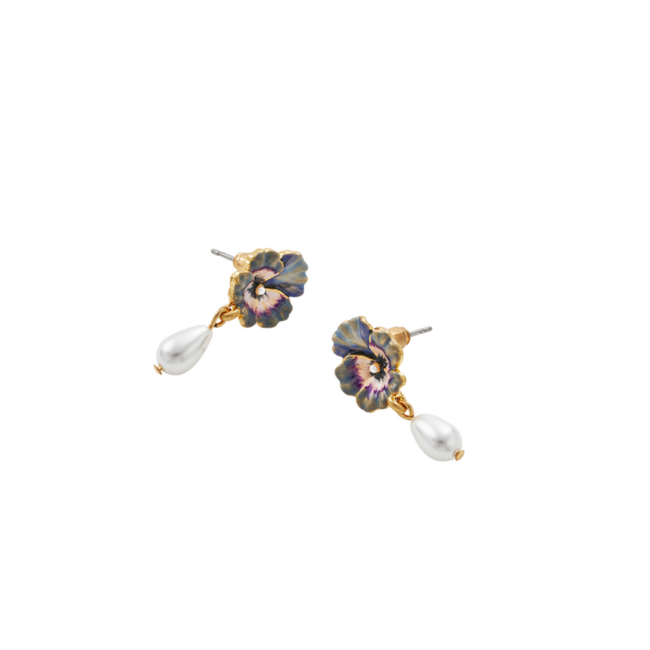 Fable England Pansy Pearl Earrings