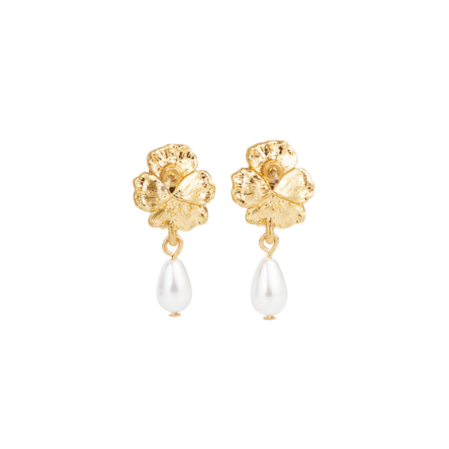 Fable England Pansy Pearl Earrings