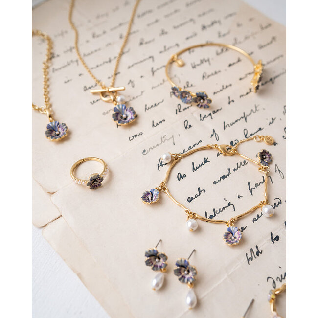 Fable England Pansy Pearl Earrings