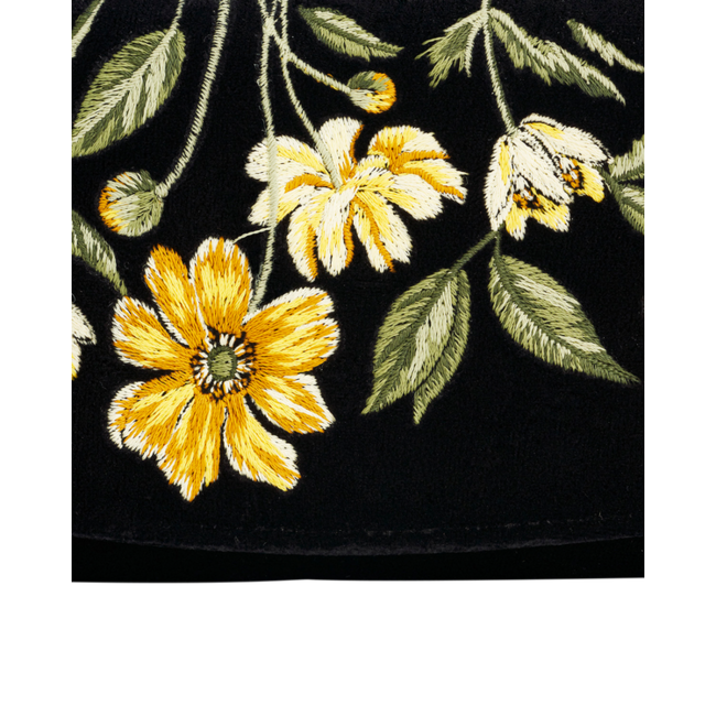Fable England Botanical Black Velvet Embroidered Purse