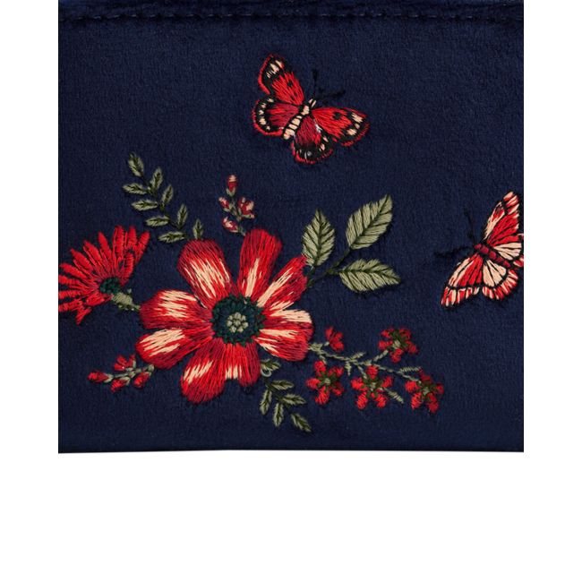 Fable England Floral Navy Velvet Wallet