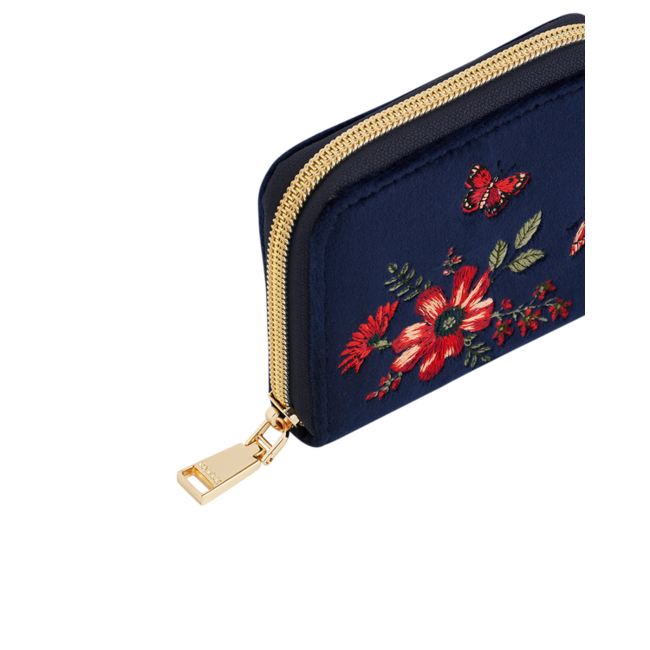 Fable England Floral Navy Velvet Wallet
