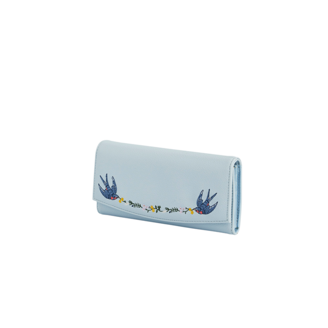 Fable England Bird Blue Embroidered Wallet
