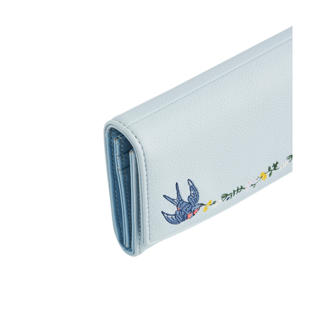 Fable England Bird Blue Embroidered Wallet