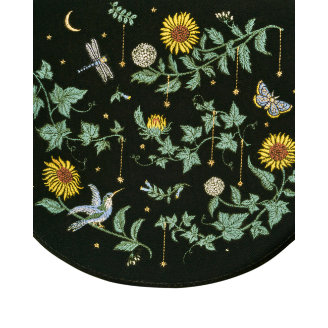 Fable England Sunflower Green Velvet Embroidered Top Handle Bag