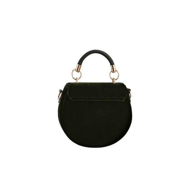 Fable England Sunflower Green Velvet Embroidered Top Handle Bag