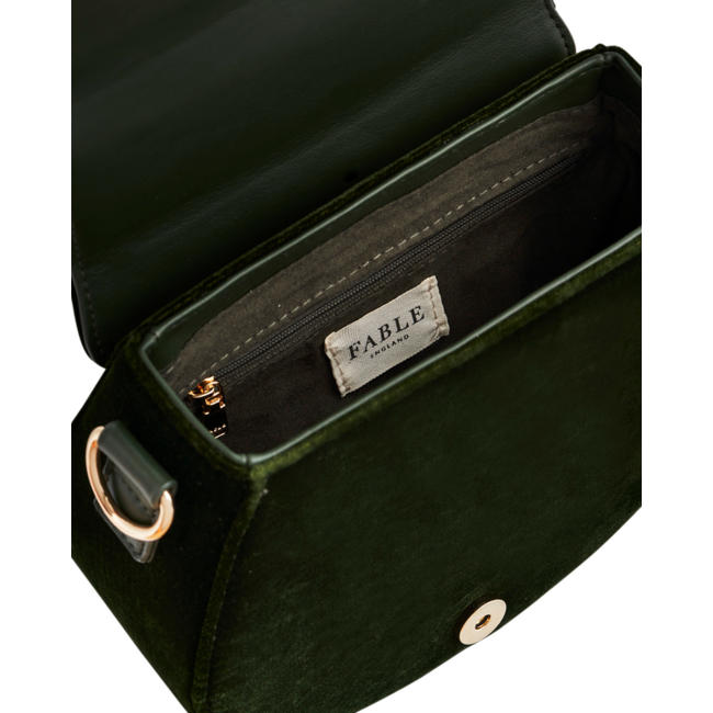 Fable England Sunflower Green Velvet Embroidered Top Handle Bag