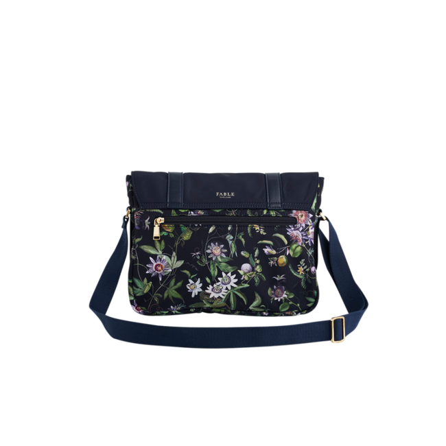 Fable England Passion Flower Navy Satchel