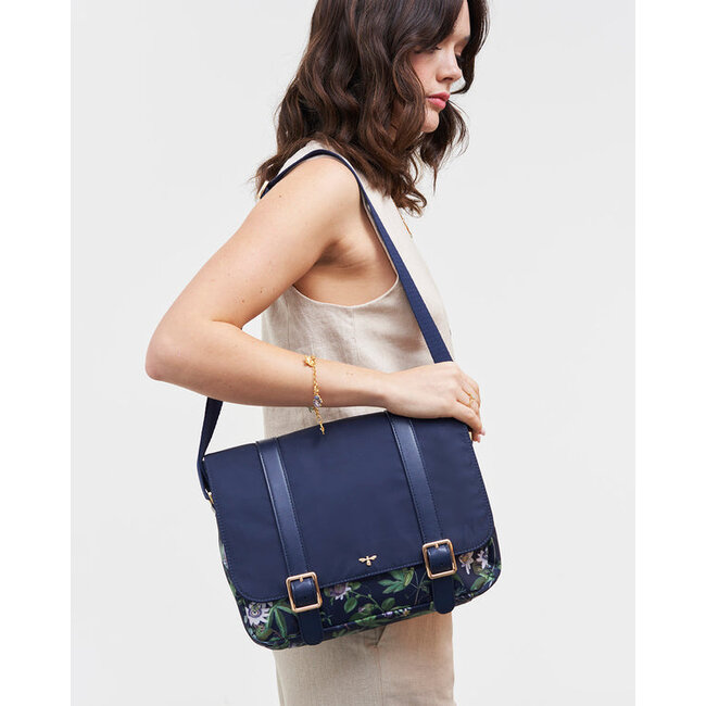 Fable England Passion Flower Navy Satchel
