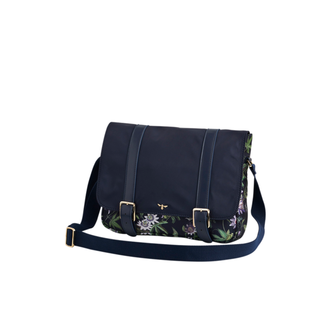 Fable England Passion Flower Navy Satchel