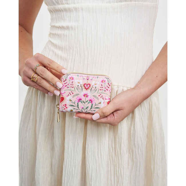 Fable England Floral Heart Pink Purse