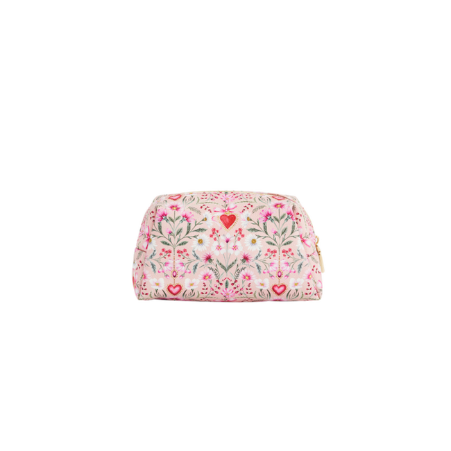 Fable England Floral Heart Pink Pouch