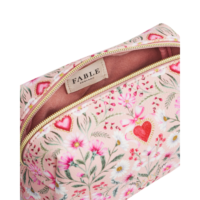 Fable England Floral Heart Pink Pouch