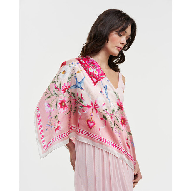 Fable England Penelope Pink Square Scarf