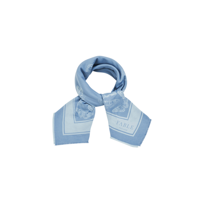Fable England Butterfly Blue Jacquard Scarf