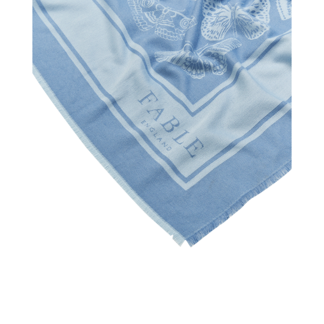 Fable England Butterfly Blue Jacquard Scarf