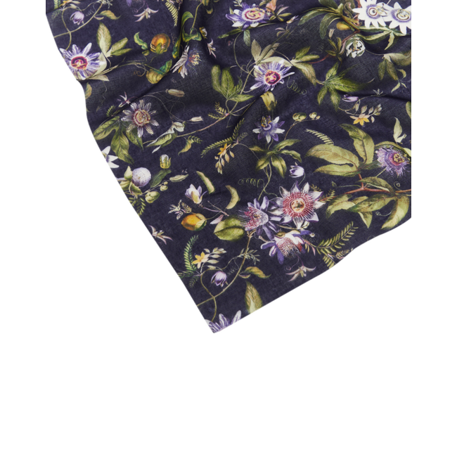Fable England Passion Flower Navy Lightweight Long Scarf