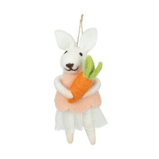 Ornament- Felt Bunny In Pink Dress
