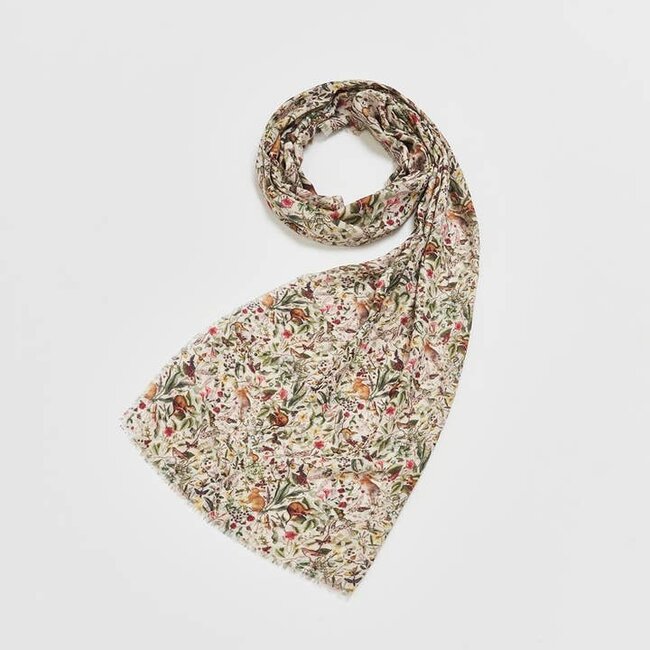 Fable England Garden Floral Cream Lightweight Long Scarf