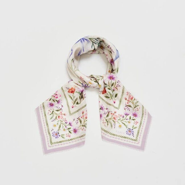 Fable England Forget Me Knot Cream Narrative Square Scarf