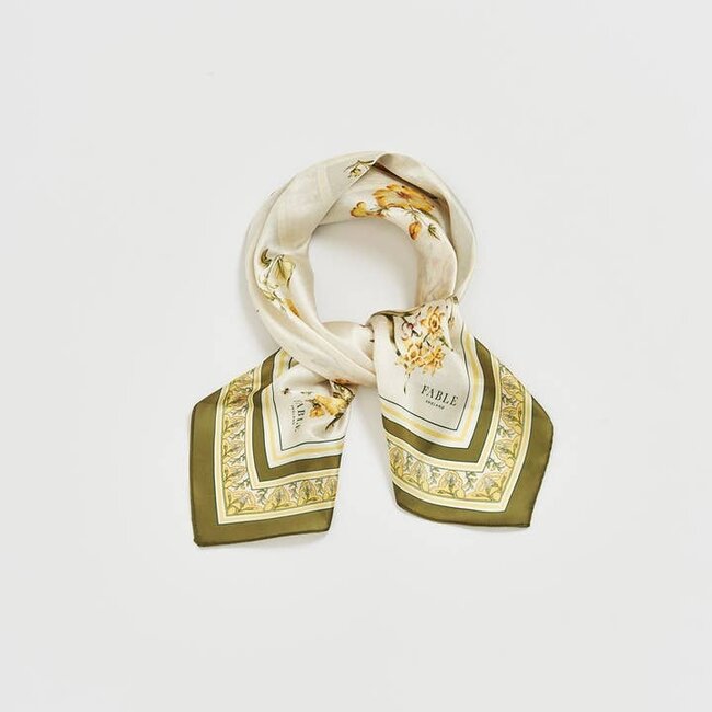 Fable England Nouveau Floral Yellow Square Scarf