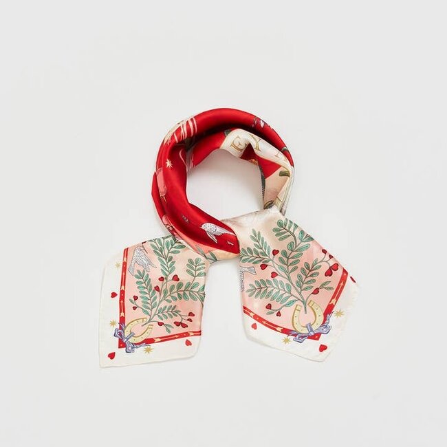 Fable England Freya Pink Narrative Square Scarf