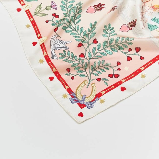 Fable England Freya Pink Narrative Square Scarf