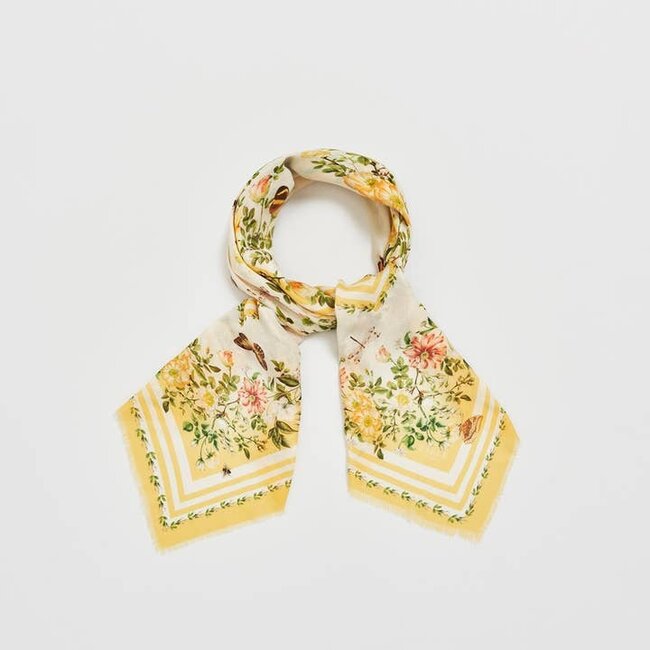 Fable England Cybele Yellow Narrative Square Scarf