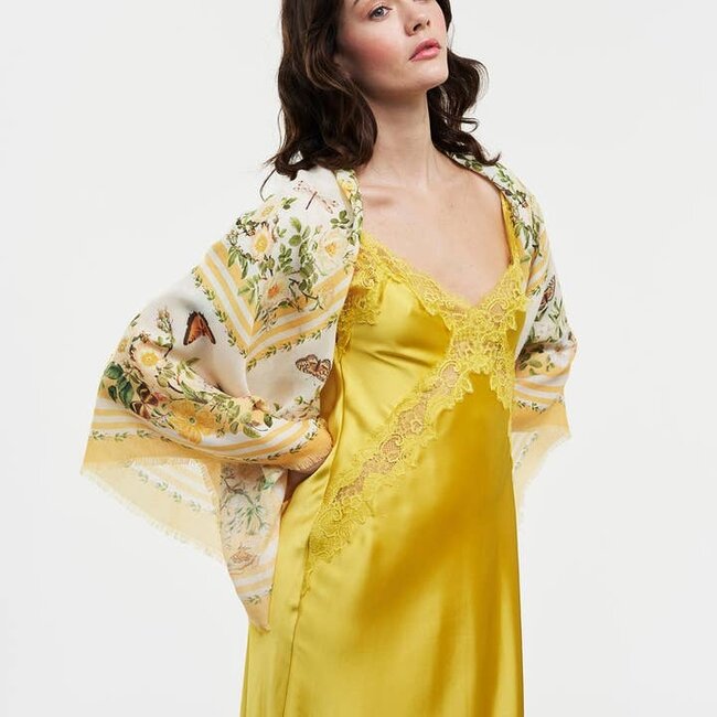 Fable England Cybele Yellow Narrative Square Scarf