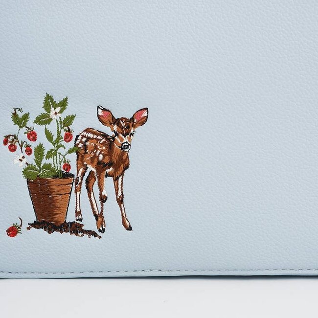 Fable England Strawberry & Fawn Blue Embroidered Camera Bag