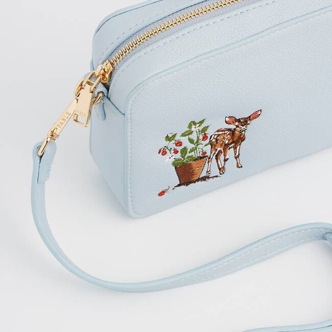 Fable England Strawberry & Fawn Blue Embroidered Camera Bag