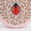Fable England Ladybug Pink Velvet Embroidered Circle Jewellery Box