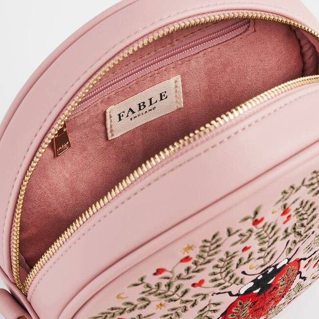 Fable England Ladybug Pink Embroidered Circle Bag