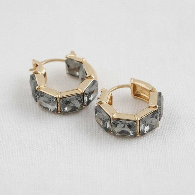 Gold Plated Black Zirconia Huggie Earrings